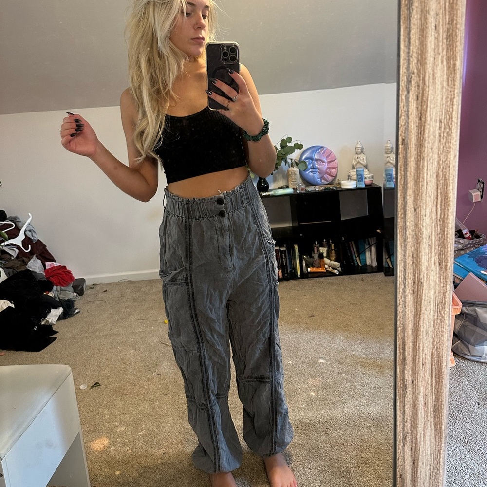 High waisted cargo pants